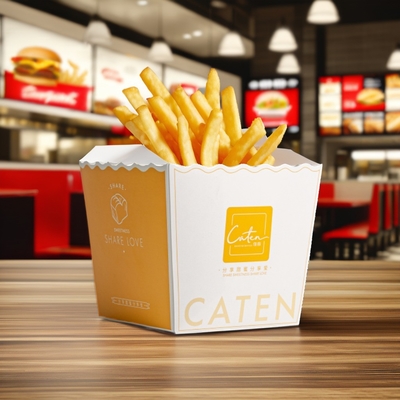 Eenmalige voedselbedekte papieren takeaway doos met lint voor hamburgerverpakkingen