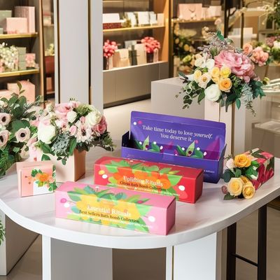 Op maat gemaakte papieren cadeau doos Dubbele zijkant afdruk kunst bekleed huidverzorging Tuck Eind papier doos voor stoommachine